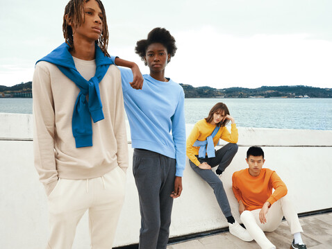 IQONIQ Etosha Lightweight Sweater aus recycelter Baumwolle sky blue bedrucken, Art.-Nr. T9303.022.XXXL