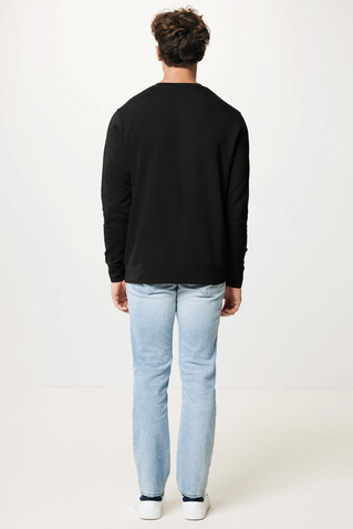 IQONIQ Etosha Lightweight Sweater aus recycelter Baumwolle schwarz bedrucken, Art.-Nr. T9303.001.XL
