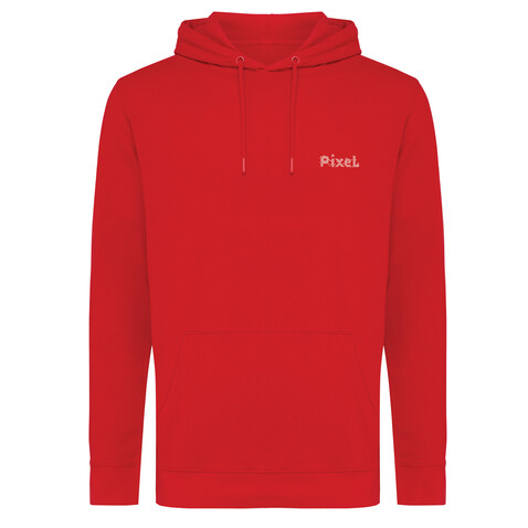IQONIQ Jasper Hoodie aus recycelter Baumwolle rot bedrucken, Art.-Nr. T9400.029.L