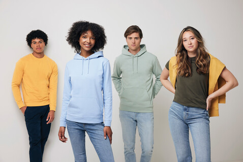 IQONIQ Jasper Hoodie aus recycelter Baumwolle ochre yellow bedrucken, Art.-Nr. T9400.021.XXXL
