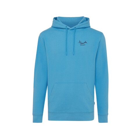 IQONIQ Jasper Hoodie aus recycelter Baumwolle tranquil blue bedrucken, Art.-Nr. T9400.010.XXS