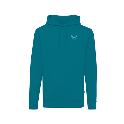 IQONIQ Jasper Hoodie aus recycelter Baumwolle verdigris bedrucken, Art.-Nr. T9400.009.XXS