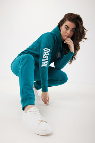 IQONIQ Jasper Hoodie aus recycelter Baumwolle verdigris bedrucken, Art.-Nr. T9400.009.XXS