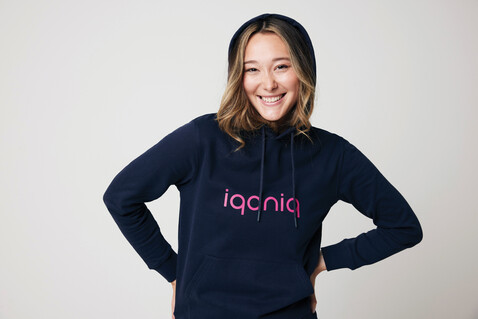 IQONIQ Jasper Hoodie aus recycelter Baumwolle navy blau bedrucken, Art.-Nr. T9400.002.XL