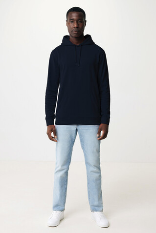 IQONIQ Jasper Hoodie aus recycelter Baumwolle navy blau bedrucken, Art.-Nr. T9400.002.XL