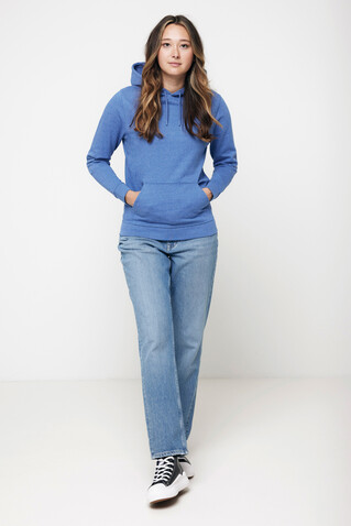 IQONIQ Torres ungefärbter Hoodie aus recycelter Baumwolle heather blue bedrucken, Art.-Nr. T9401.024.M