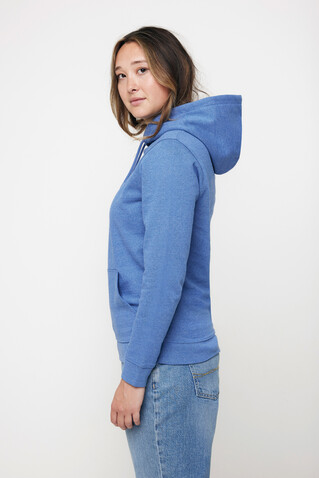 IQONIQ Torres ungefärbter Hoodie aus recycelter Baumwolle heather blue bedrucken, Art.-Nr. T9401.024.M