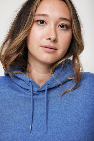 IQONIQ Torres ungefärbter Hoodie aus recycelter Baumwolle heather blue bedrucken, Art.-Nr. T9401.024.M