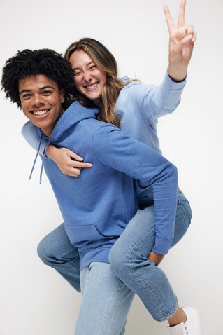 IQONIQ Torres ungefärbter Hoodie aus recycelter Baumwolle heather blue bedrucken, Art.-Nr. T9401.024.M