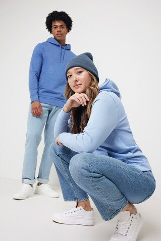 IQONIQ Torres ungefärbter Hoodie aus recycelter Baumwolle heather blue bedrucken, Art.-Nr. T9401.024.M