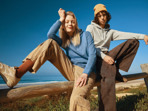 IQONIQ Torres ungefärbter Hoodie aus recycelter Baumwolle heather blue bedrucken, Art.-Nr. T9401.024.M
