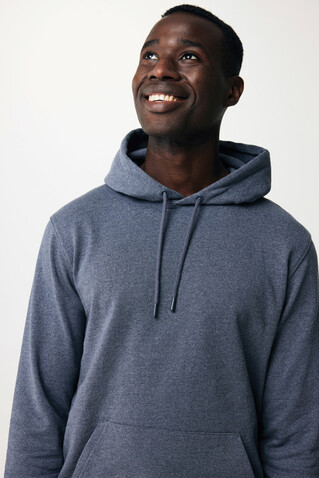 IQONIQ Torres ungefärbter Hoodie aus recycelter Baumwolle heather navy bedrucken, Art.-Nr. T9401.016.XS