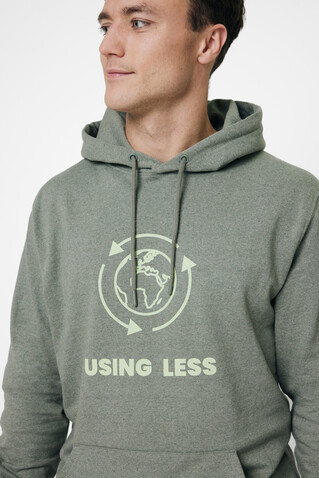 IQONIQ Torres ungefärbter Hoodie aus recycelter Baumwolle heather green bedrucken, Art.-Nr. T9401.015.XXL