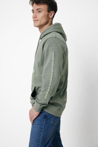 IQONIQ Torres ungefärbter Hoodie aus recycelter Baumwolle heather green bedrucken, Art.-Nr. T9401.015.XXL