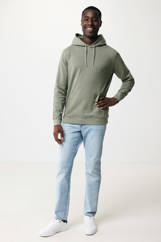 IQONIQ Torres ungefärbter Hoodie aus recycelter Baumwolle heather green bedrucken, Art.-Nr. T9401.015.XXL