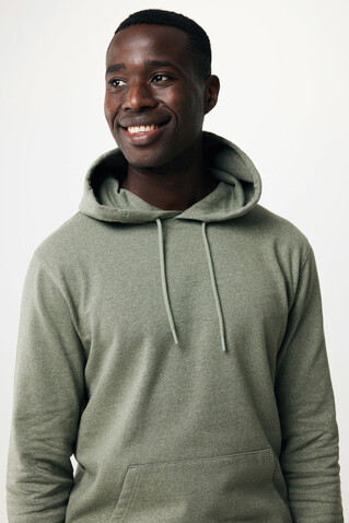 IQONIQ Torres ungefärbter Hoodie aus recycelter Baumwolle heather green bedrucken, Art.-Nr. T9401.015.XXL