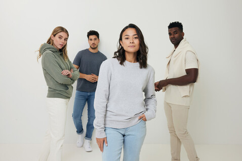 IQONIQ Torres ungefärbter Hoodie aus recycelter Baumwolle heather green bedrucken, Art.-Nr. T9401.015.XXL