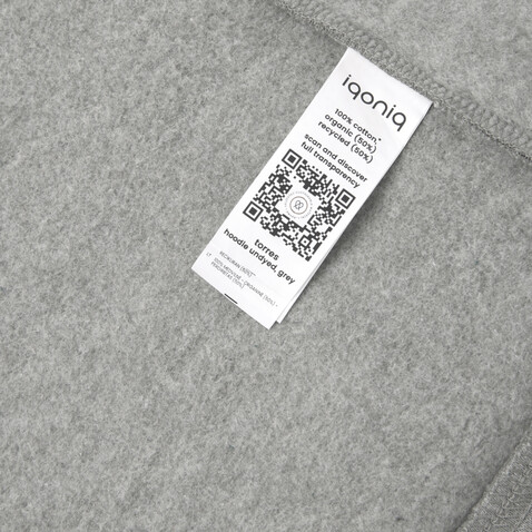 IQONIQ Torres ungefärbter Hoodie aus recycelter Baumwolle heather grey bedrucken, Art.-Nr. T9401.013.XL