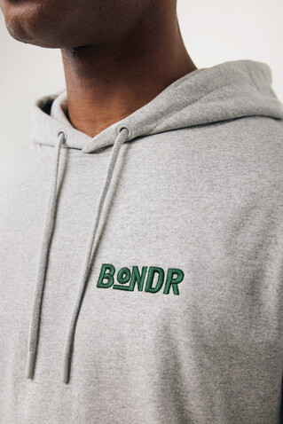 IQONIQ Torres ungefärbter Hoodie aus recycelter Baumwolle heather grey bedrucken, Art.-Nr. T9401.013.XL