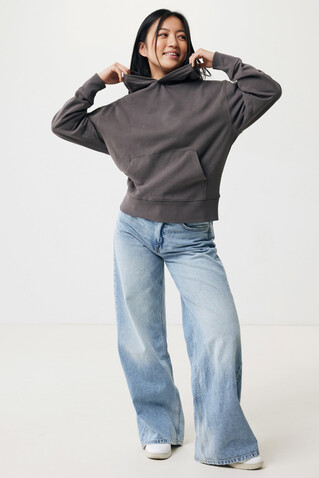 IQONIQ Yoho Relax-Hoodie aus recycelter Baumwolle anthrazit bedrucken, Art.-Nr. T9402.019.S