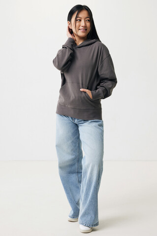 IQONIQ Yoho Relax-Hoodie aus recycelter Baumwolle anthrazit bedrucken, Art.-Nr. T9402.019.S