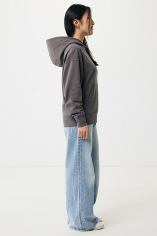 IQONIQ Yoho Relax-Hoodie aus recycelter Baumwolle anthrazit bedrucken, Art.-Nr. T9402.019.S