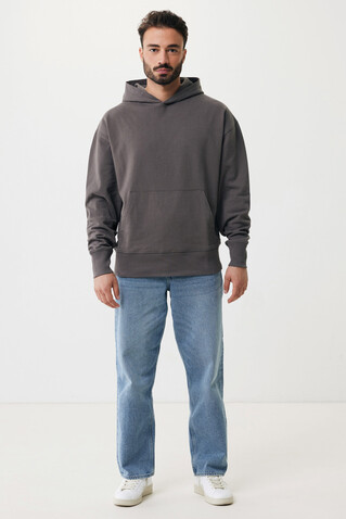 IQONIQ Yoho Relax-Hoodie aus recycelter Baumwolle anthrazit bedrucken, Art.-Nr. T9402.019.S