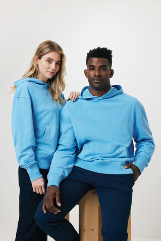 IQONIQ Yoho Relax-Hoodie aus recycelter Baumwolle tranquil blue bedrucken, Art.-Nr. T9402.010.XXXL