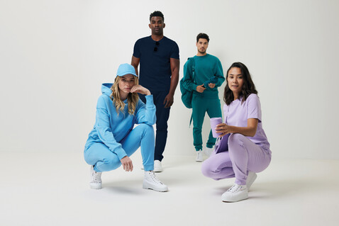 IQONIQ Yoho Relax-Hoodie aus recycelter Baumwolle tranquil blue bedrucken, Art.-Nr. T9402.010.XXXL