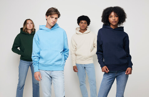 IQONIQ Yoho Relax-Hoodie aus recycelter Baumwolle tranquil blue bedrucken, Art.-Nr. T9402.010.XXXL