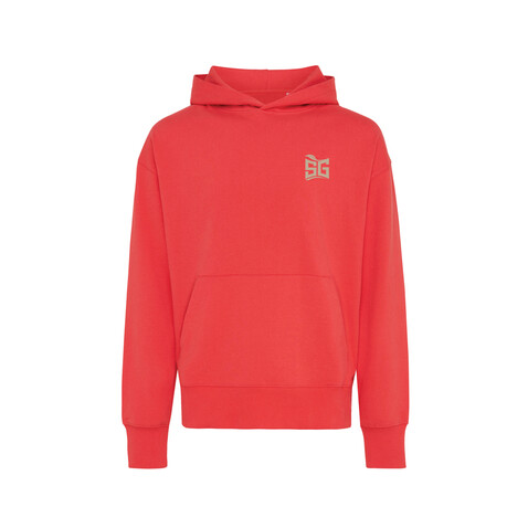 IQONIQ Yoho Relax-Hoodie aus recycelter Baumwolle luscious red bedrucken, Art.-Nr. T9402.008.S