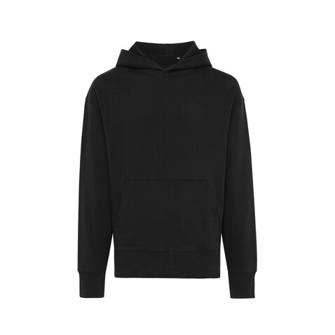 IQONIQ Yoho Relax-Hoodie aus recycelter Baumwolle schwarz bedrucken, Art.-Nr. T9402.001.M