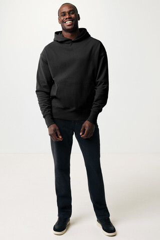 IQONIQ Yoho Relax-Hoodie aus recycelter Baumwolle schwarz bedrucken, Art.-Nr. T9402.001.M
