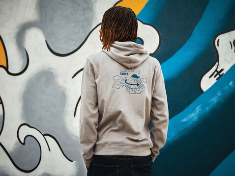 IQONIQ Trivor Mikrofleece-Kapuzen-Pulli aus recyc. Polyester storm grey bedrucken, Art.-Nr. T9403.027.L
