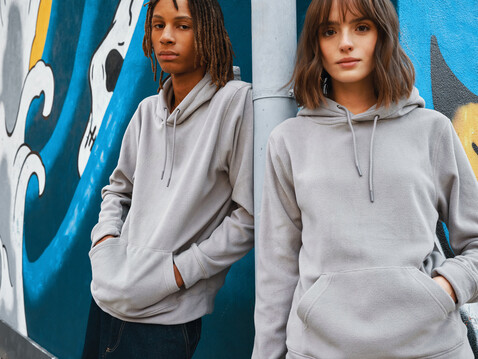IQONIQ Trivor Mikrofleece-Kapuzen-Pulli aus recyc. Polyester storm grey bedrucken, Art.-Nr. T9403.027.L