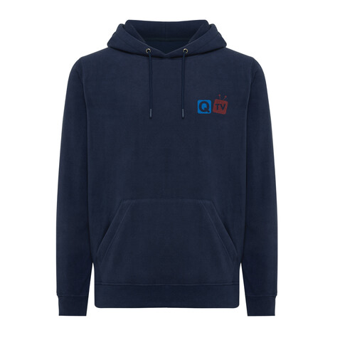 IQONIQ Trivor Mikrofleece-Kapuzen-Pulli aus recyc. Polyester navy blau bedrucken, Art.-Nr. T9403.002.XXXL