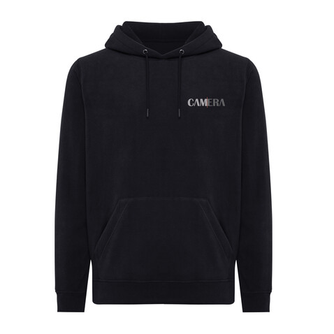 IQONIQ Trivor Mikrofleece-Kapuzen-Pulli aus recyc. Polyester schwarz bedrucken, Art.-Nr. T9403.001.M