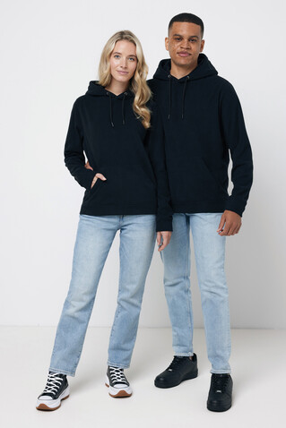 IQONIQ Trivor Mikrofleece-Kapuzen-Pulli aus recyc. Polyester schwarz bedrucken, Art.-Nr. T9403.001.M