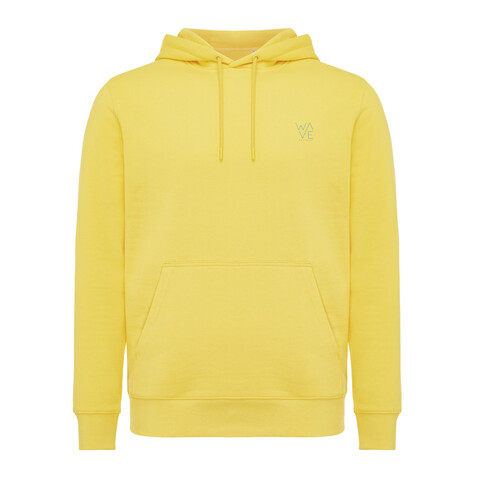IQONIQ Rila Lightweight Hoodie aus recycelter Baumwolle gelb bedrucken, Art.-Nr. T9404.045.XXS