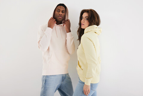 IQONIQ Rila Lightweight Hoodie aus recycelter Baumwolle cloud pink bedrucken, Art.-Nr. T9404.039.XS