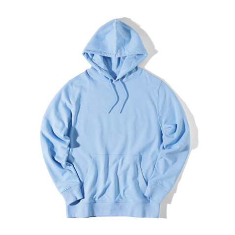 IQONIQ Rila Lightweight Hoodie aus recycelter Baumwolle sky blue bedrucken, Art.-Nr. T9404.022.M