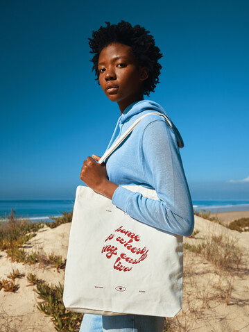IQONIQ Rila Lightweight Hoodie aus recycelter Baumwolle sky blue bedrucken, Art.-Nr. T9404.022.M