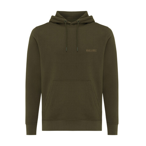 IQONIQ Rila Lightweight Hoodie aus recycelter Baumwolle khaki bedrucken, Art.-Nr. T9404.020.S