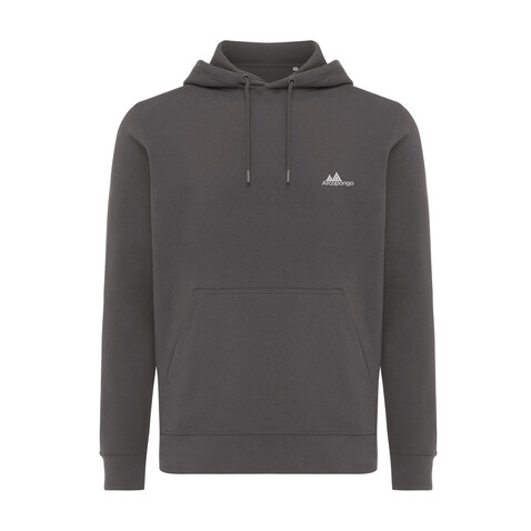 IQONIQ Rila Lightweight Hoodie aus recycelter Baumwolle anthrazit bedrucken, Art.-Nr. T9404.019.S