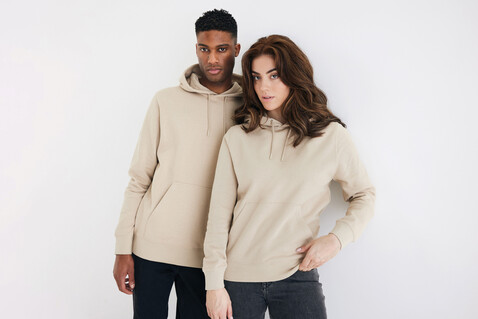 IQONIQ Rila Lightweight Hoodie aus recycelter Baumwolle desert bedrucken, Art.-Nr. T9404.006.M