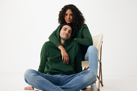 IQONIQ Rila Lightweight Hoodie aus recycelter Baumwolle forest green bedrucken, Art.-Nr. T9404.005.L