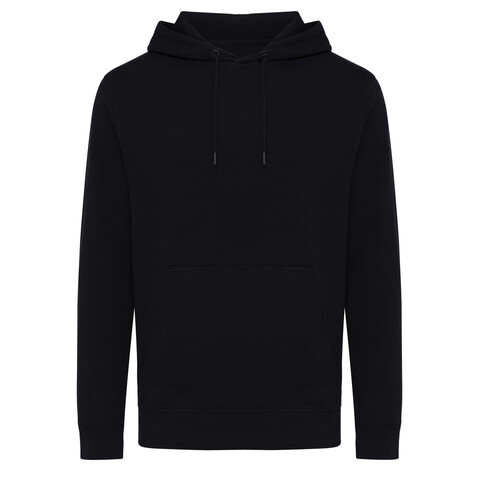 IQONIQ Rila Lightweight Hoodie aus recycelter Baumwolle schwarz bedrucken, Art.-Nr. T9404.001.M