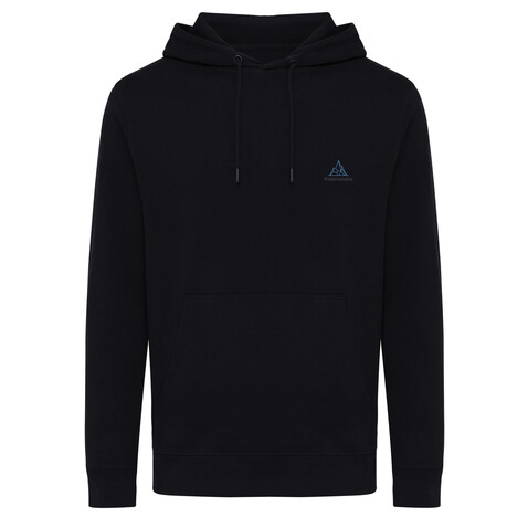 IQONIQ Rila Lightweight Hoodie aus recycelter Baumwolle schwarz bedrucken, Art.-Nr. T9404.001.M