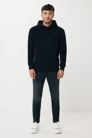 IQONIQ Rila Lightweight Hoodie aus recycelter Baumwolle schwarz bedrucken, Art.-Nr. T9404.001.M