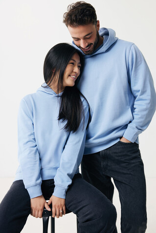 IQONIQ Yengo Hoodie mit Seitentaschen aus rec. Baumwolle sky blue bedrucken, Art.-Nr. T9405.022.L